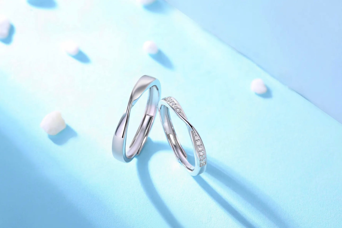 Wedding band set in Moebius  Diamonds for His & Her Couple