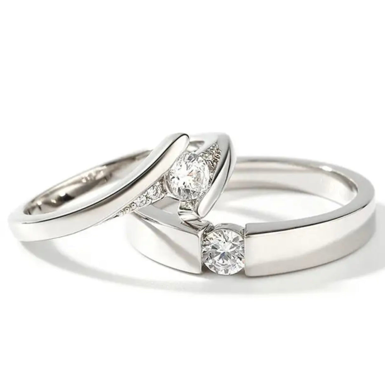 Natural Diamond matching rings for His & Her Couples set