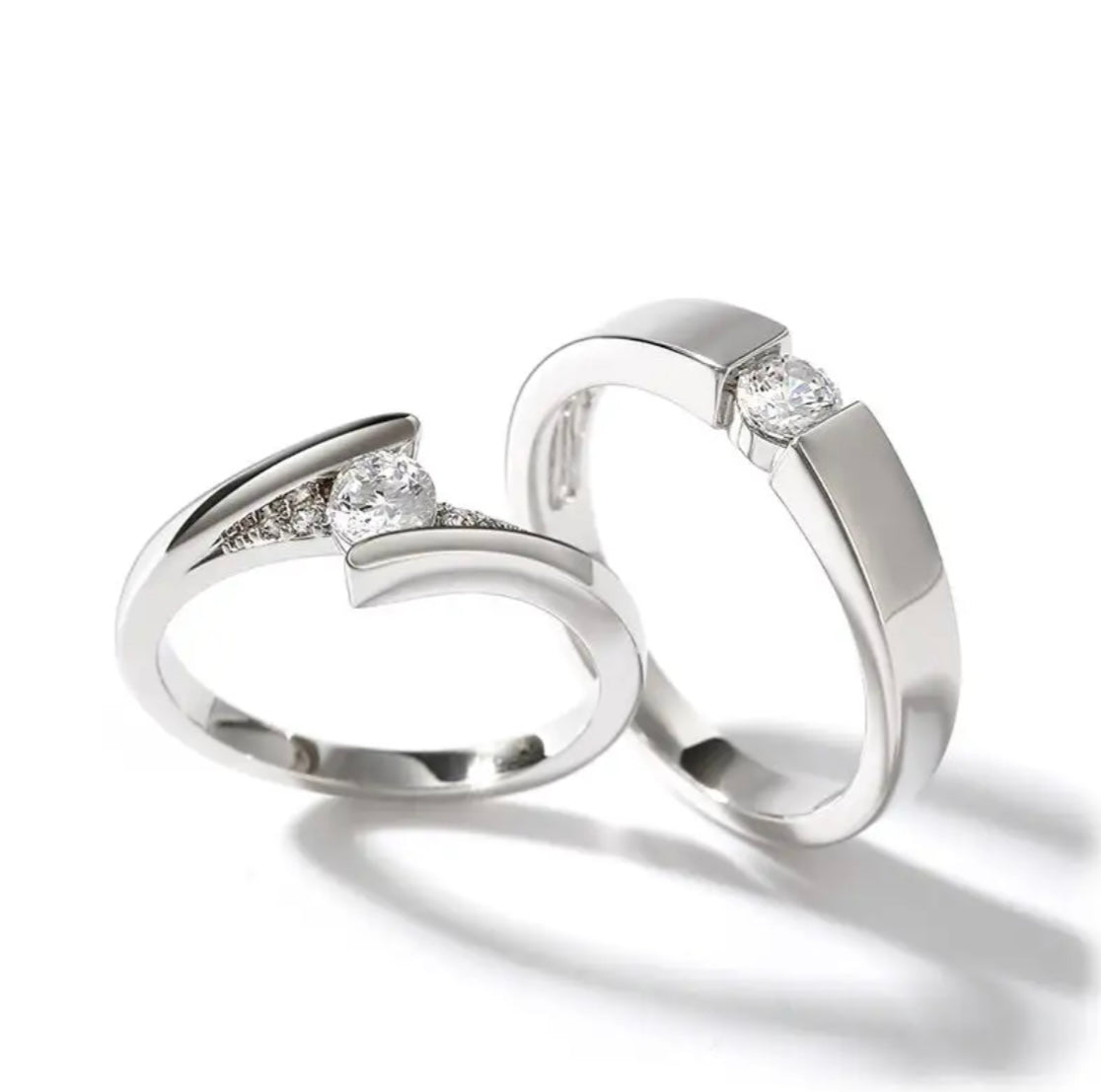 Natural Diamond matching rings for His & Her Couples set