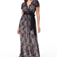 Wrap design embroidered tulle long dress