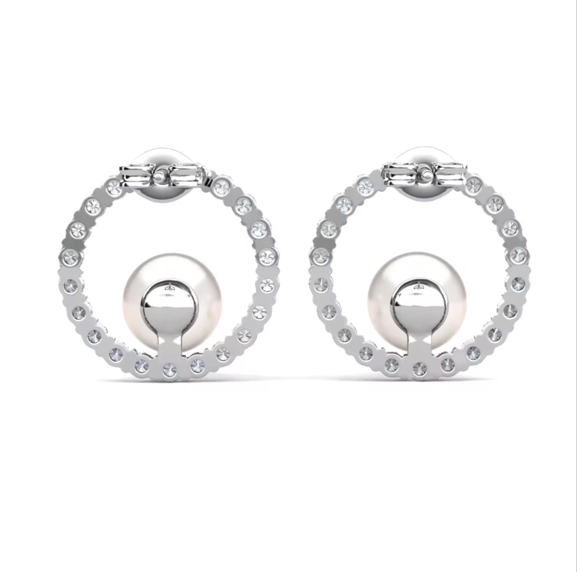 Circle motif pearl earrings