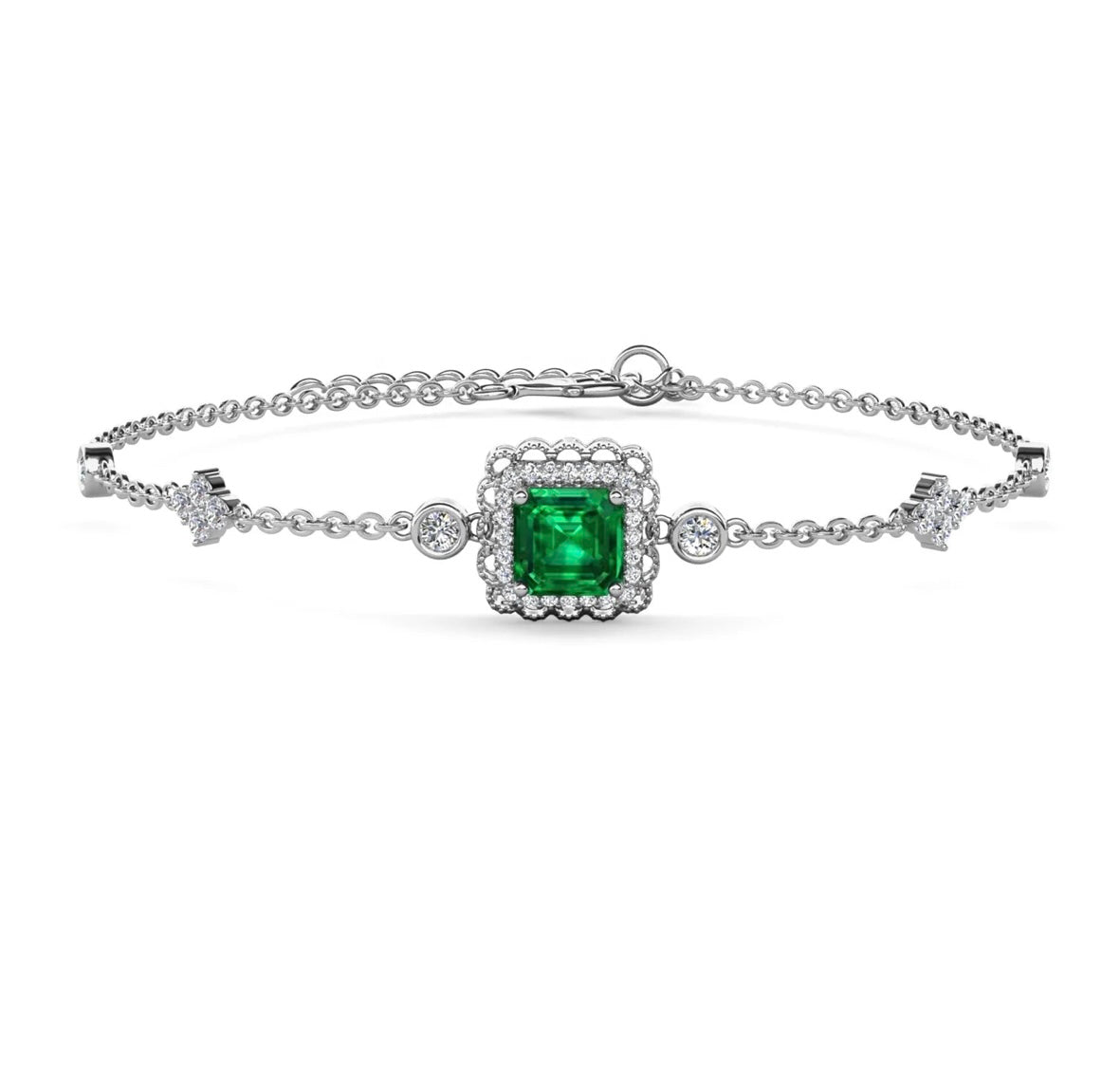 Emerald chain bracelet