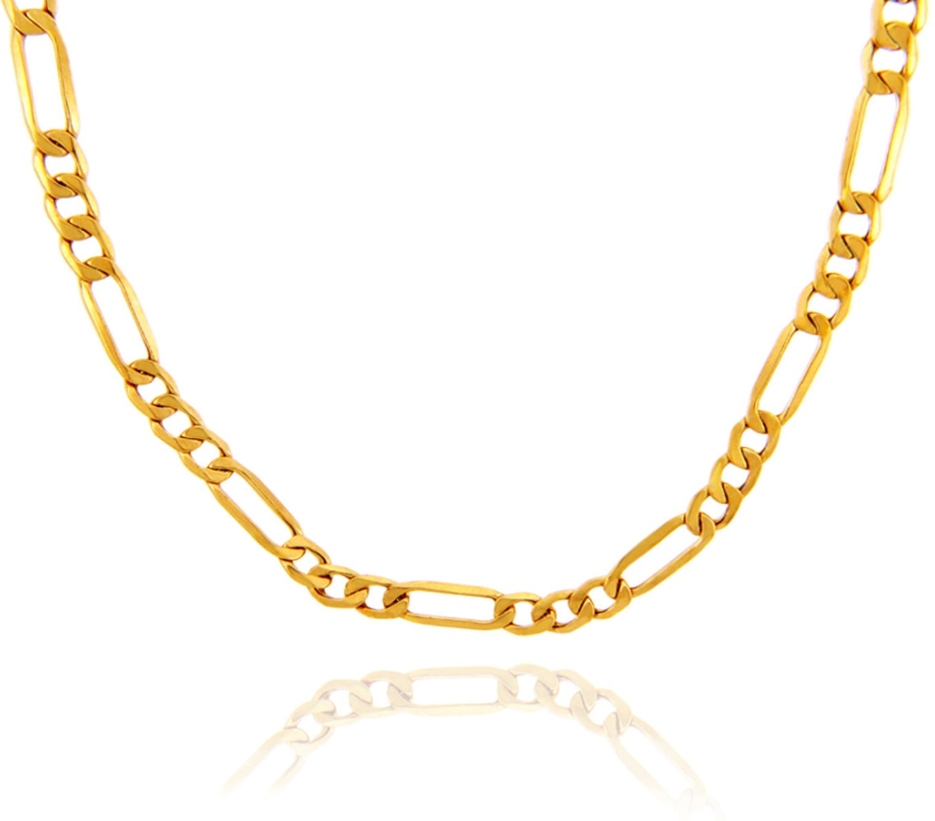 10K Yellow Gold Hollow Italian Figaro Chain