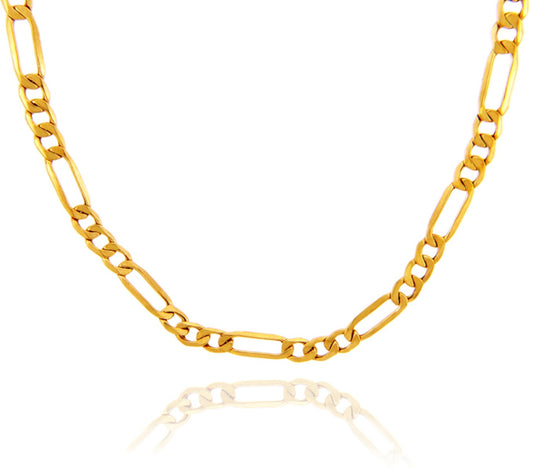 10K Yellow Gold Hollow Italian Figaro Chain