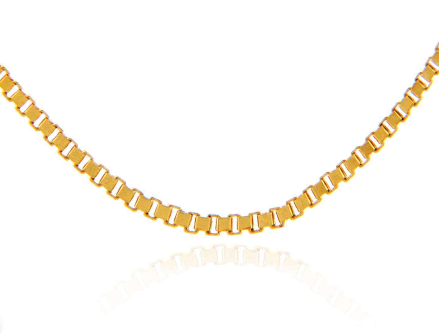 Yellow Gold Box Chain Link Necklace S