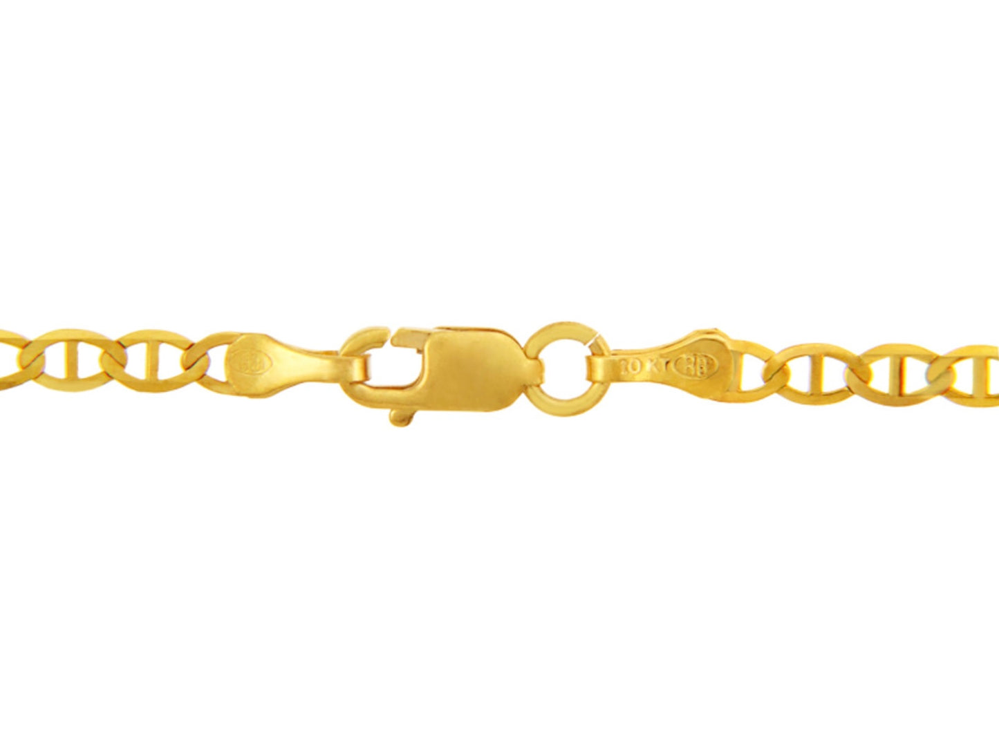 Gold Italian Flat Mariner Chain Link Necklace M