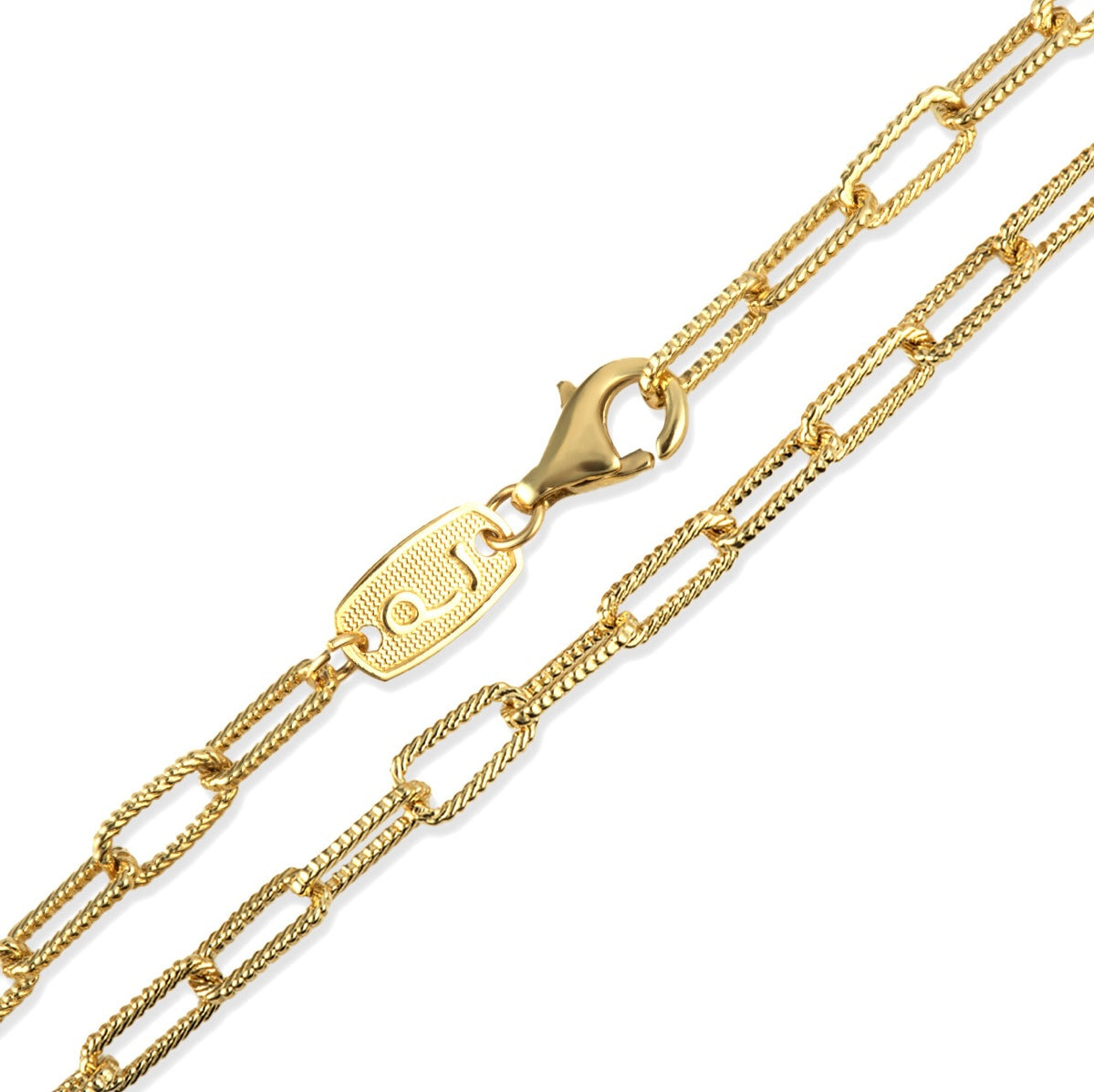 Gold Textured Paperclip Chain Link Necklace