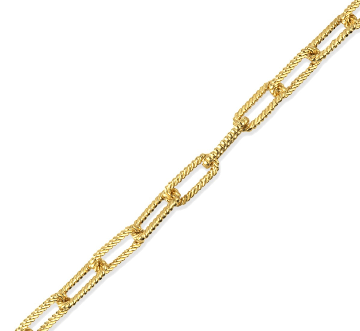 Gold Textured Paperclip Chain Link Necklace