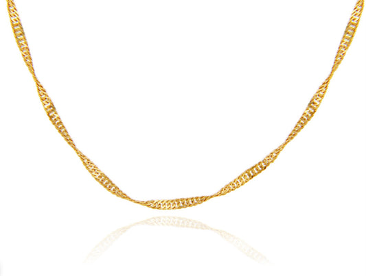 Gold Men's Singapore Twisted Chain Link Necklace