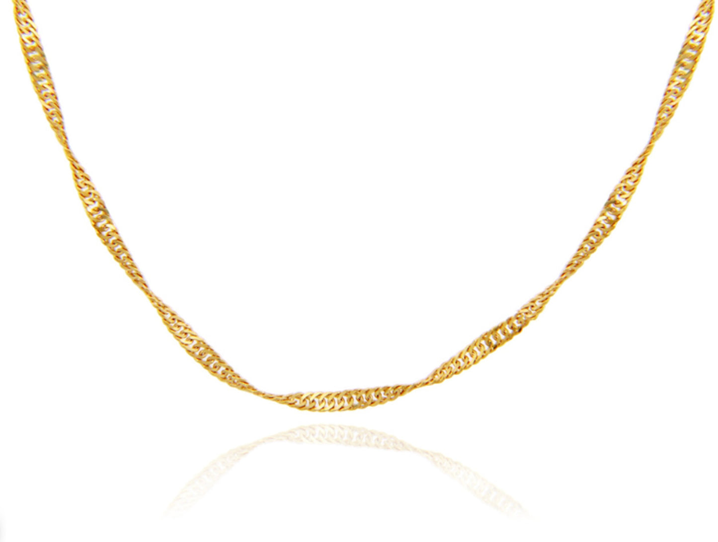 14k Gold Singapore Twisted Chain Link Necklace