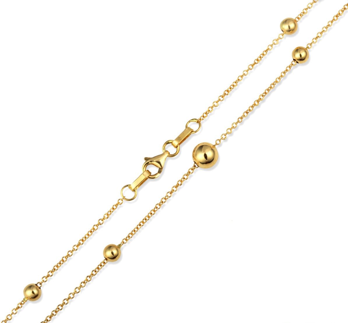 14K Gold Bead Link Chain Necklace