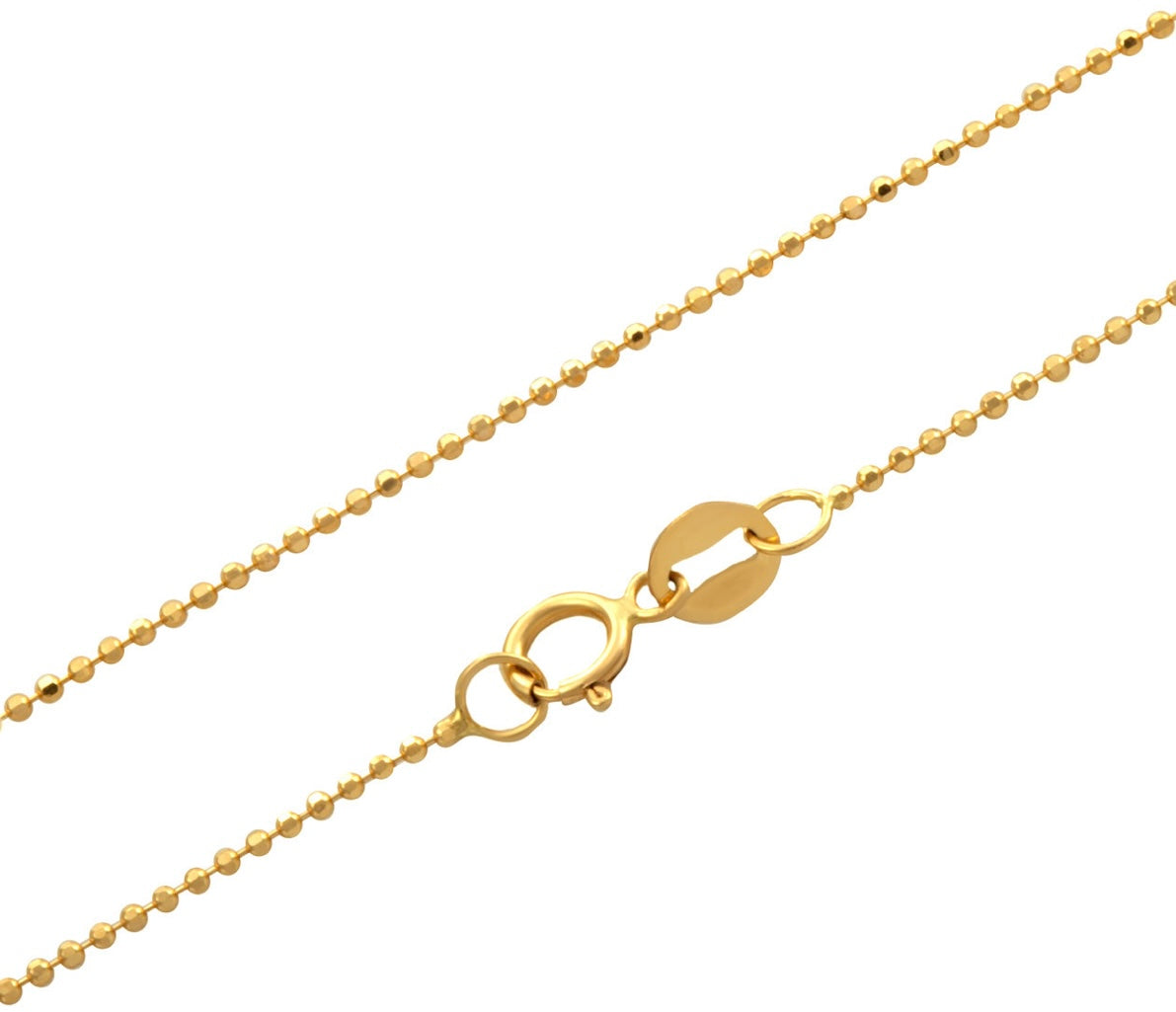 14K Gold Italian Ball Bead Chain Link Necklace