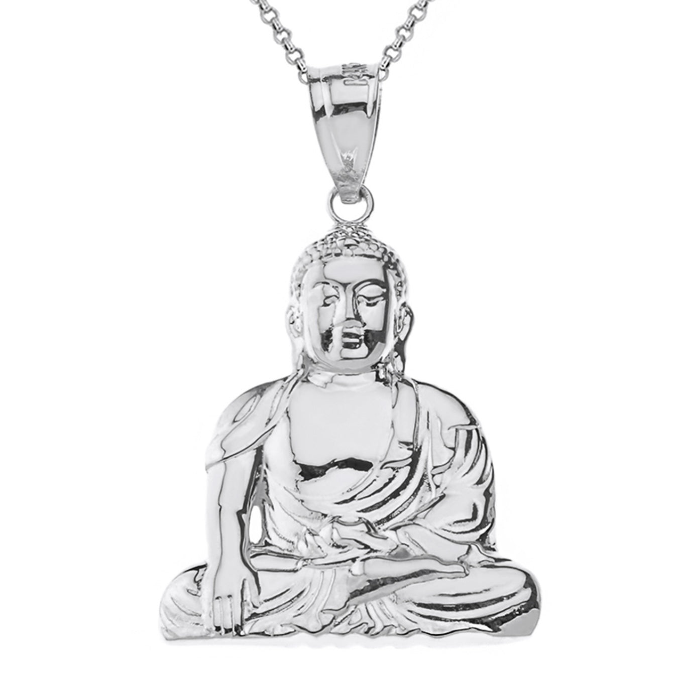 Sterling Silver Zen Buddhist Meditation Buddha Pendant Necklace