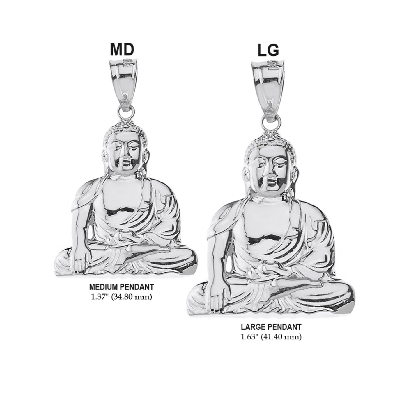 Sterling Silver Zen Buddhist Meditation Buddha Pendant Necklace