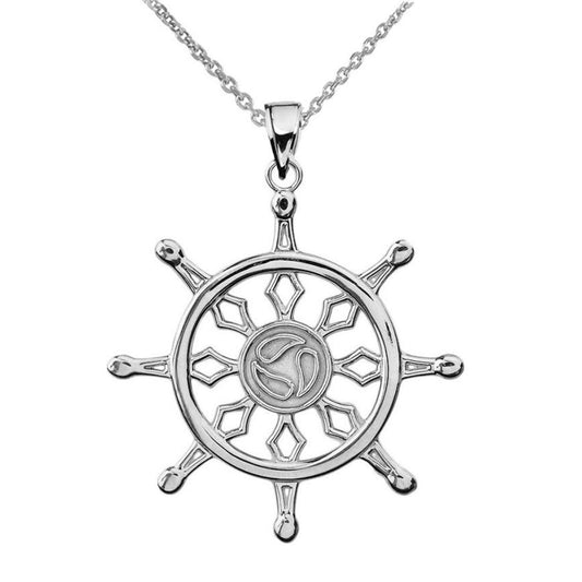 Sterling Silver Dharma Wheel Buddhism Symbol