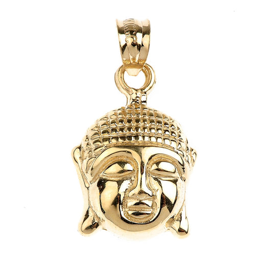 Gold Buddha Head Charm Pendant Necklace