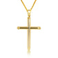 14K Gold Religious Cross Crucifix Tube Pendant Necklace