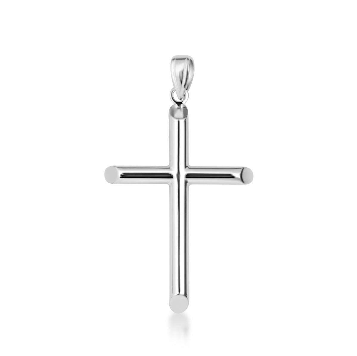 14K Gold Religious Cross Crucifix Tube Pendant Necklace