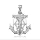 Two-Tone Gold Studded Mariner Cross Crucifix Anchor Jesus Christ Pendant Necklace