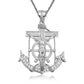 Two-Tone Gold Studded Mariner Cross Crucifix Anchor Jesus Christ Pendant Necklace