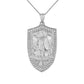 925 Sterling Silver Patron Saint Michael Archangel Shield Pendant Necklace