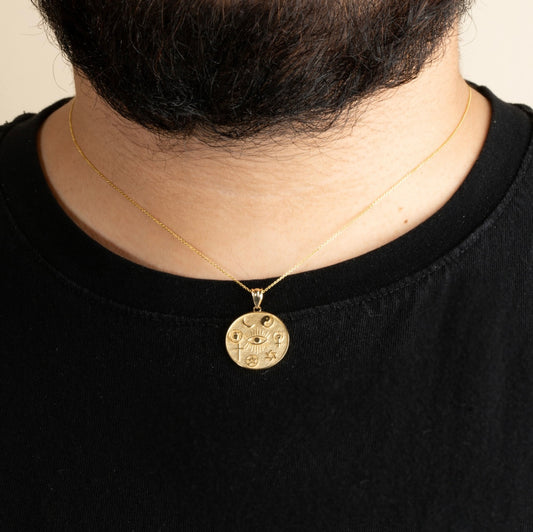 Gold Religious Interfaith Spiritual Medallion Pendant Necklace