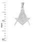 925 Sterling Silver Freemason Square & Compass Masonic Pendant Necklace