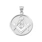 925 Sterling Silver Freemason Square & Compass Round Medallion Pendant Necklace