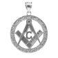 925 Sterling Silver Freemason Square & Compass Round Filigree Pendant Necklace