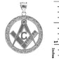 925 Sterling Silver Freemason Square & Compass Round Filigree Pendant Necklace