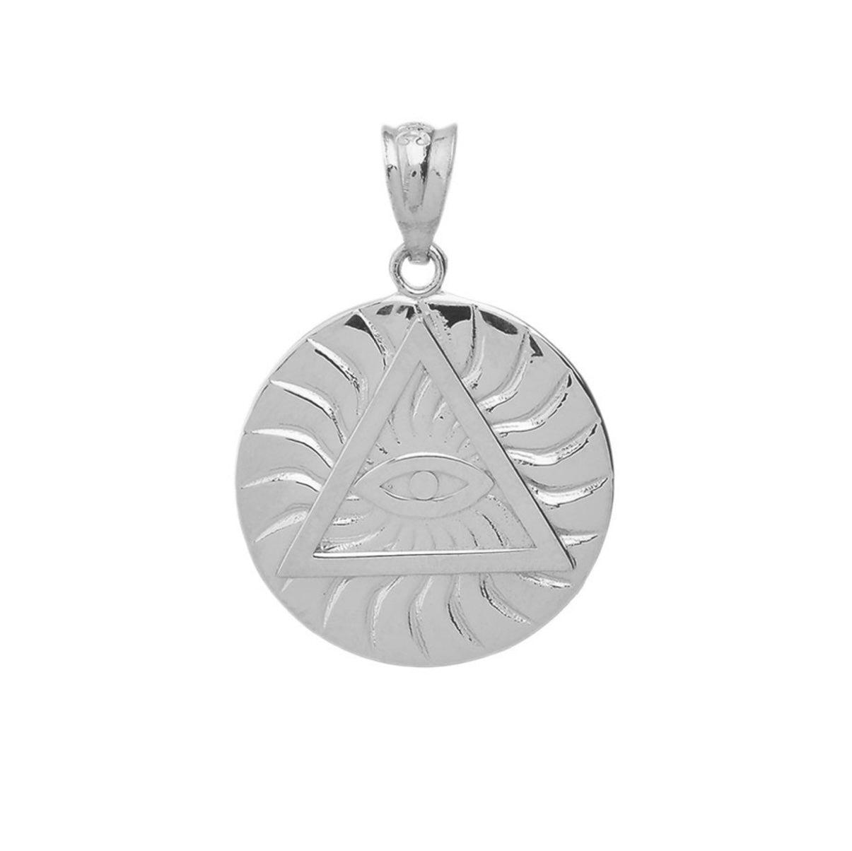 925 Sterling Silver All Seeing Eye Of Providence Sun Pyramid Illuminati Pendant Necklace