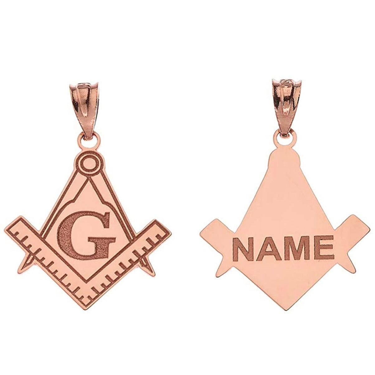 Gold Engravable Freemason Square & Compass Personalized Pendant