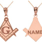 Gold Engravable Freemason Square & Compass Personalized Pendant