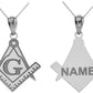 Gold Engravable Freemason Square & Compass Personalized Pendant