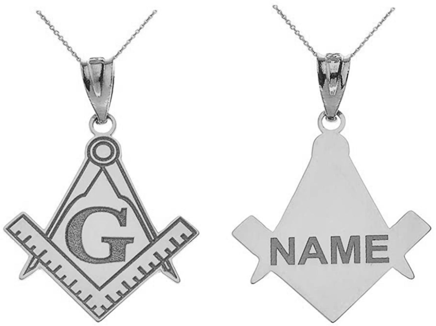 Gold Engravable Freemason Square & Compass Personalized Pendant