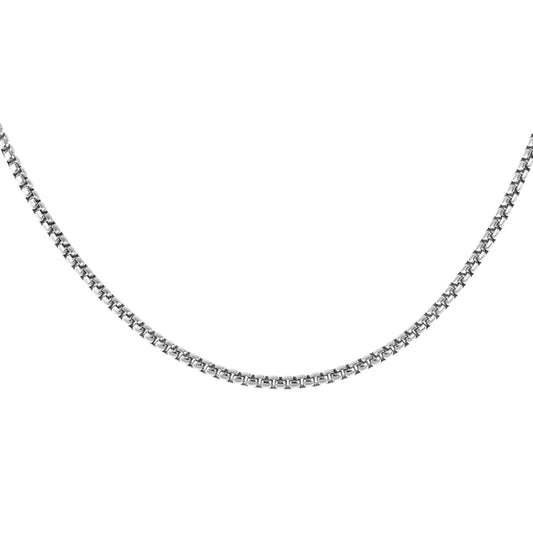 925 Sterling Silver Men's Box Chain Link Necklace 2.4mm