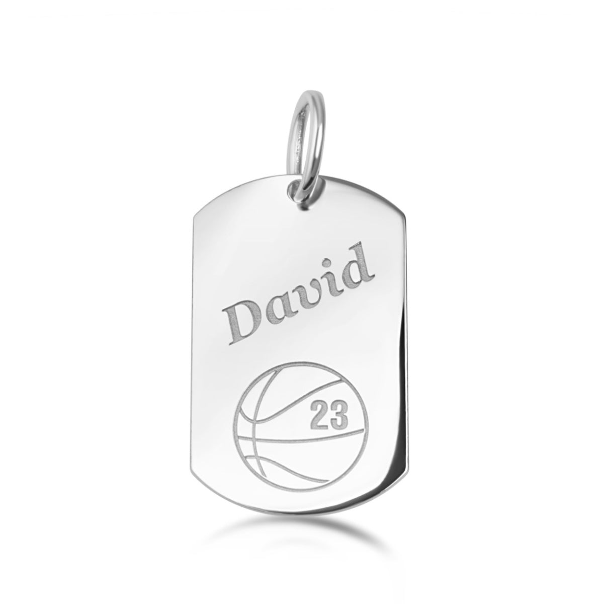 925 Sterling Silver Engravable Basketball Sports Dog Tag Pendant Necklace