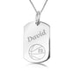 925 Sterling Silver Engravable Basketball Sports Dog Tag Pendant Necklace