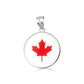 Sterling Silver Enamel Canadian Maple Leaf Medallion Pendant Necklace