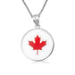 Sterling Silver Enamel Canadian Maple Leaf Medallion Pendant Necklace