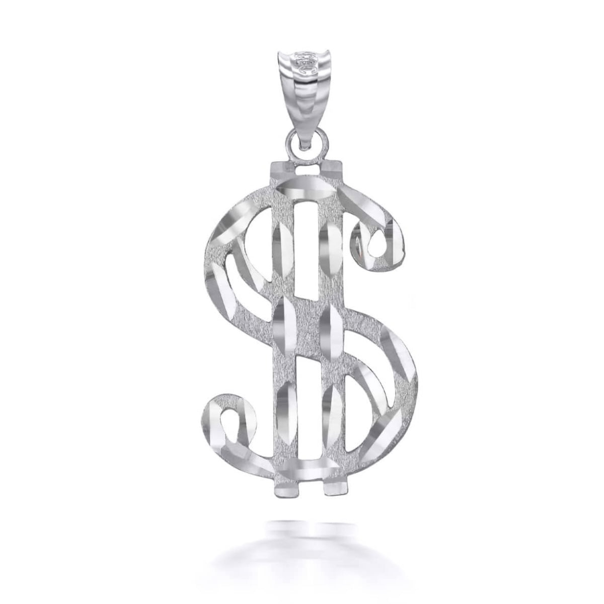 Silver Dollar Sign Pendant Necklace