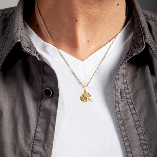 Gold Football Helmet Sports Pendant Necklace