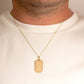 Gold Personalized Letter "A-Z" Initial Greek Key Dog Tag Pendant Necklace