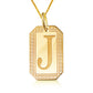 Gold Personalized Letter "A-Z" Initial Greek Key Dog Tag Pendant Necklace