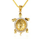 Gold Marine Sea Turtle Diamond Halo Pendant Necklace