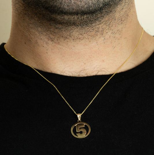 Gold Personalized Jersey Number Sports Circle Pendant Necklace