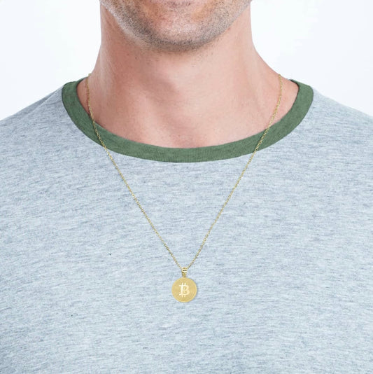 Gold Bitcoin Medallion Pendant Necklace