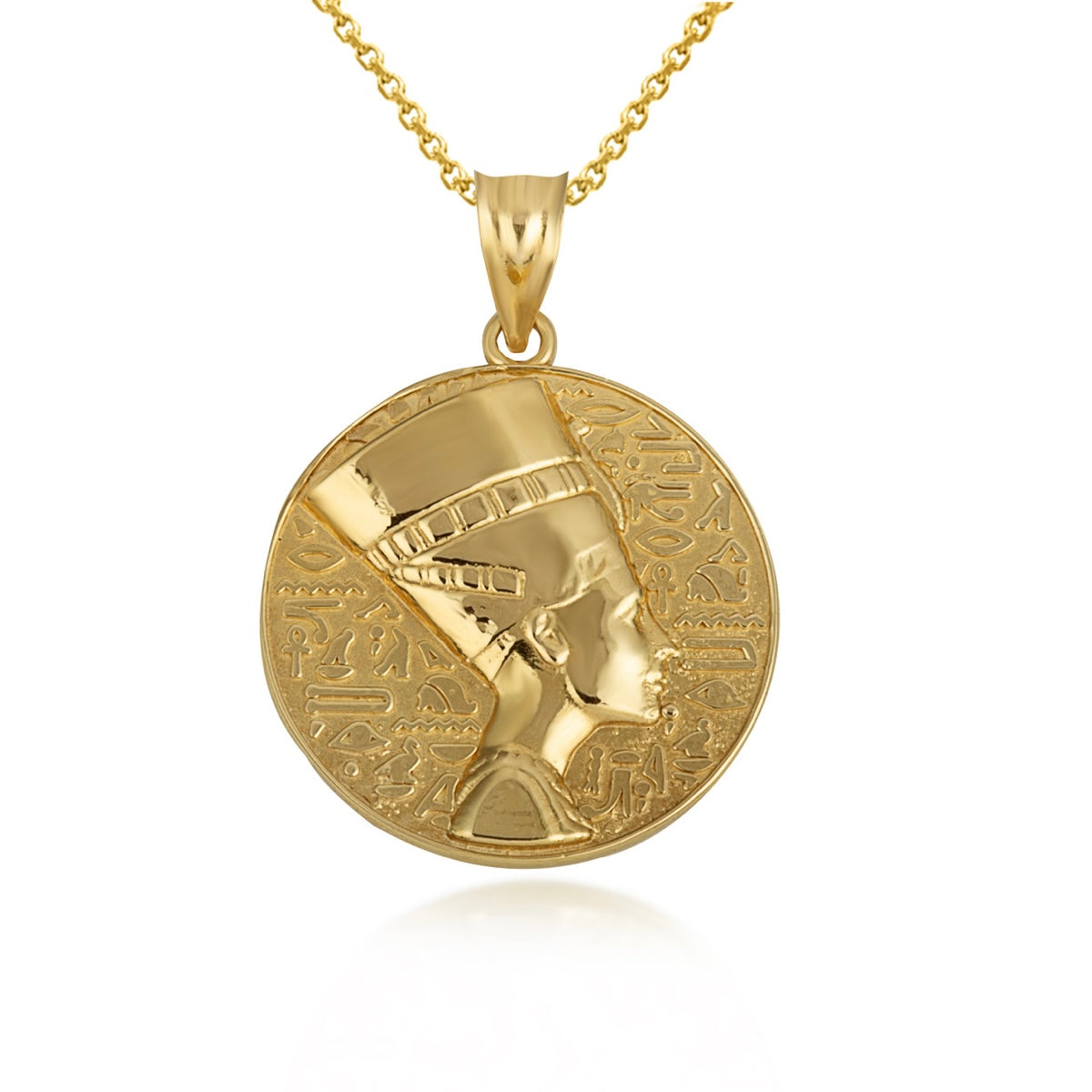 Gold Nefertiti Egyptian Queen Pharaoh Symbol Of Beauty And Feminine Power Pendant Necklace