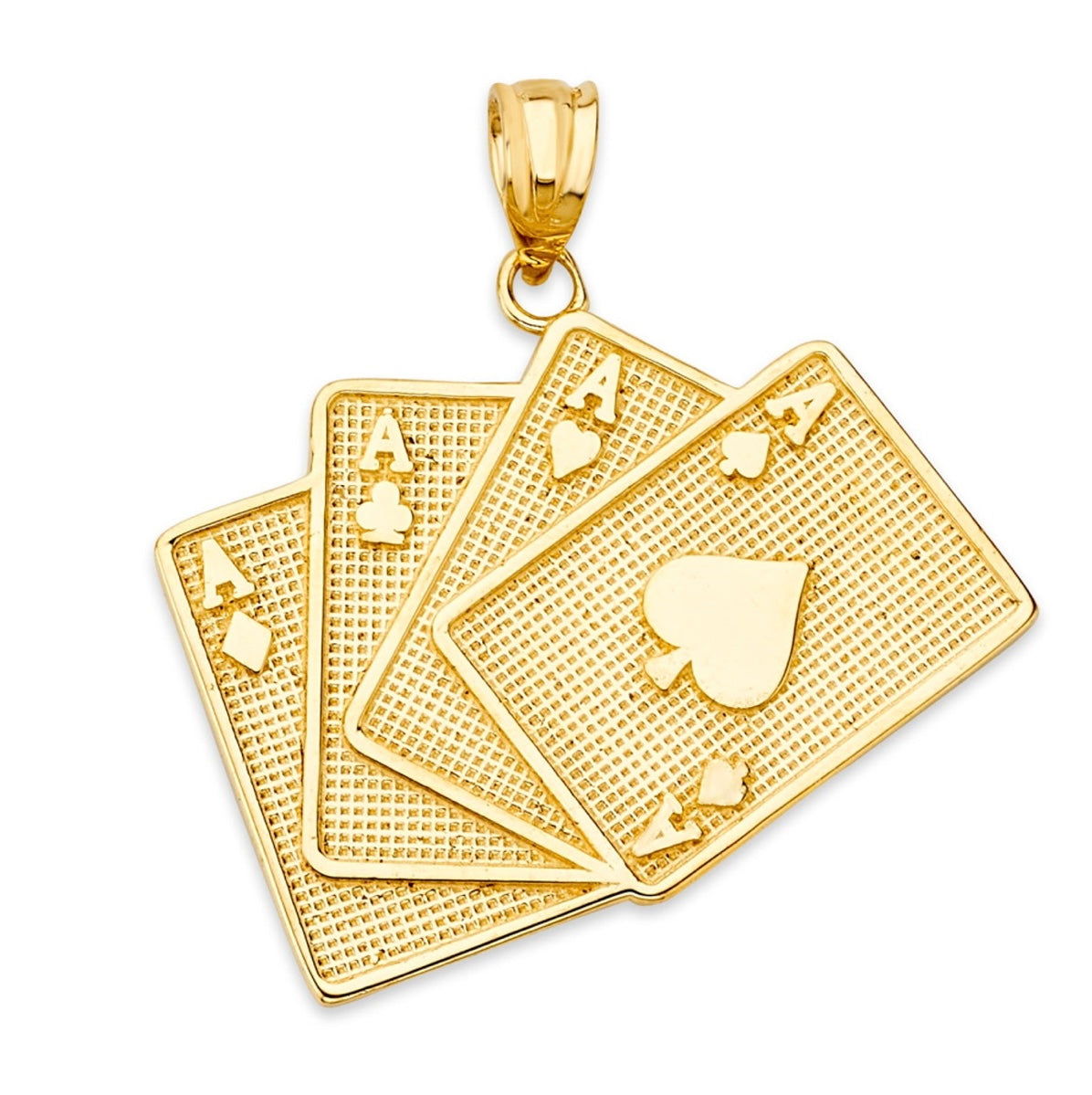 Four Of A Kind Aces Card Pendant Necklace In Gold