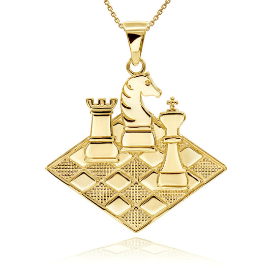 Chess Pendant Necklace In Gold